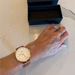 Daniel Wellington women’s Saddle Tan Leather Watch with White Dial